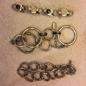 Set of three bracelets silver and black